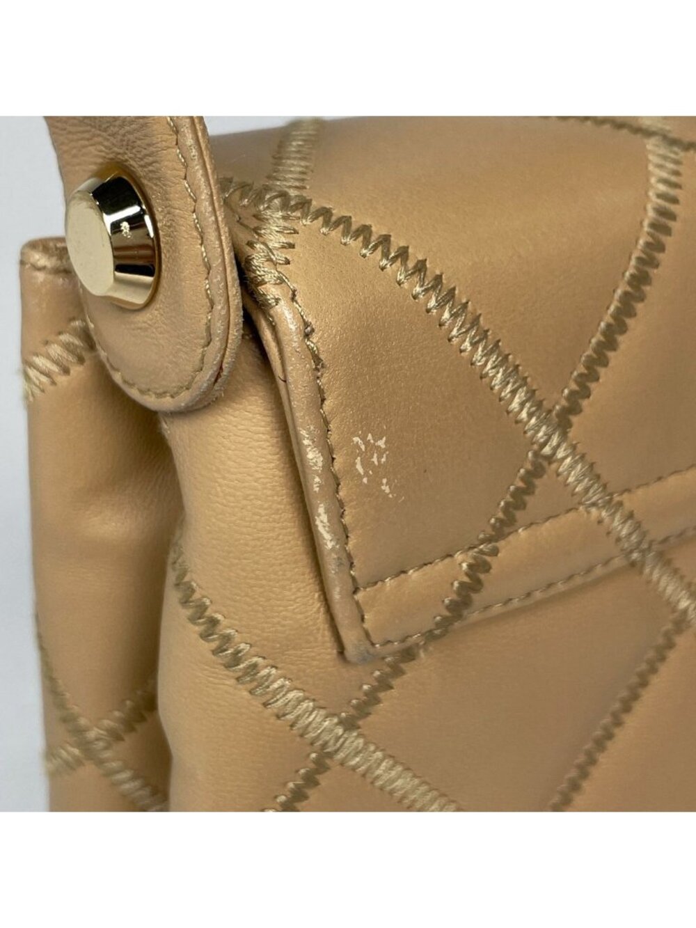 Chanel Shoulder Bag CC Logo Leather Beige - Picture 4 of 11